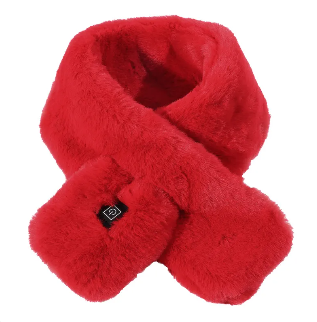 Bufanda térmica eléctrica de peluche en color rojo