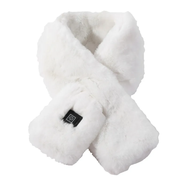 Bufanda térmica eléctrica de peluche en color blanco