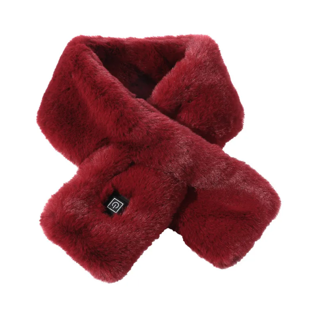 Bufanda térmica eléctrica de peluche en color granate
